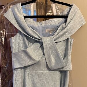 Teri Jon Metallic Ice Blue Formal Dress